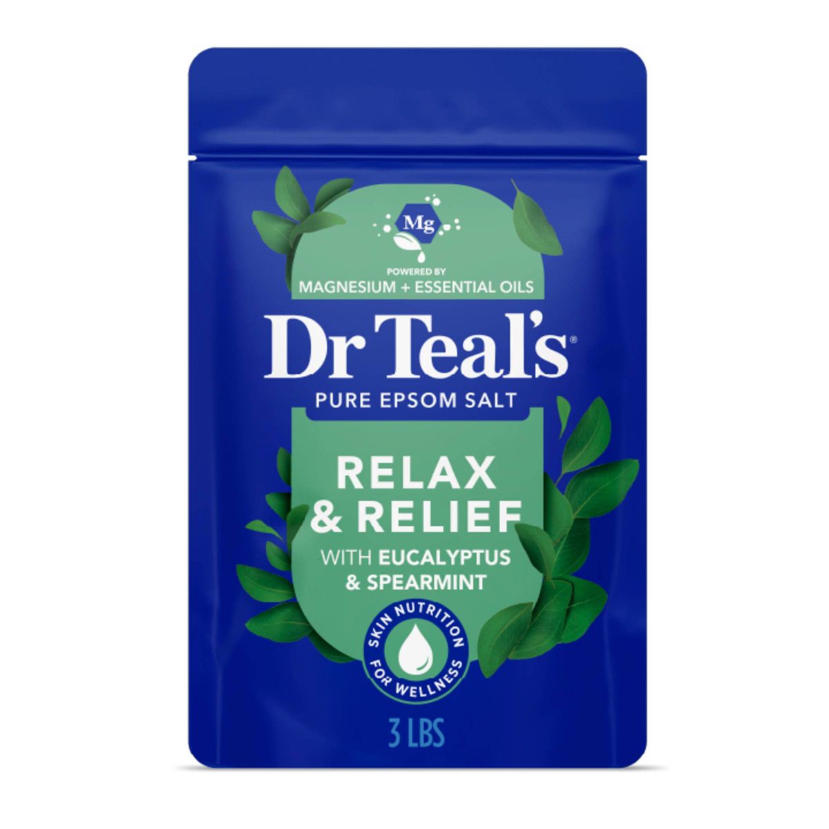 Dr Teal's Epsom Salt Magnesium Soak - Relax & Relief with Eucalyptus & Spearmint - 3lbs