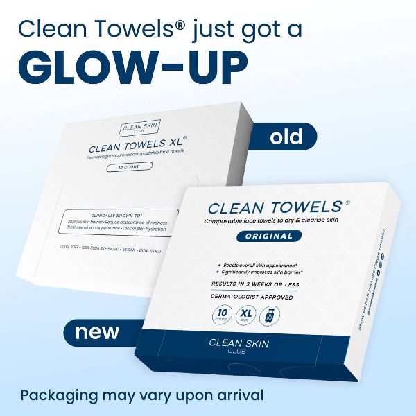 Clean Skin Club Travel Disposable Face Towel for Improved Skin - XL - 10ct