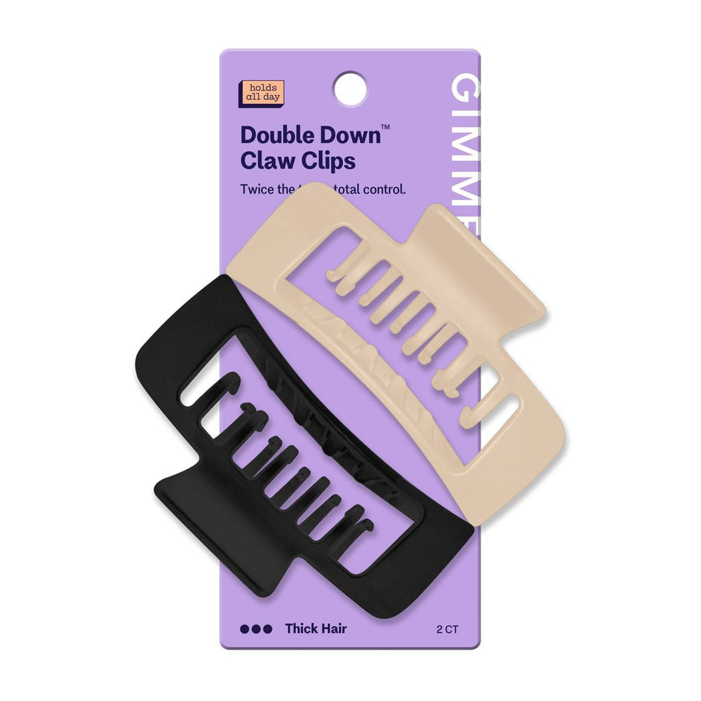 Gimme Beauty Double Down Claw Clips for Thick Hair - Black/Cream - 2ct