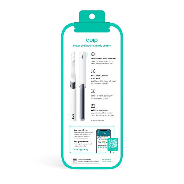 quip Sonic Electric Metal Toothbrush with Timer and Travel Cap - Black