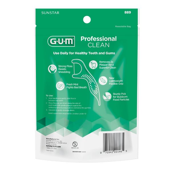GUM Extra Strong Shred-Resistant and Easy Grip Handle Professional Clean Floss Picks - 150ct/4pk