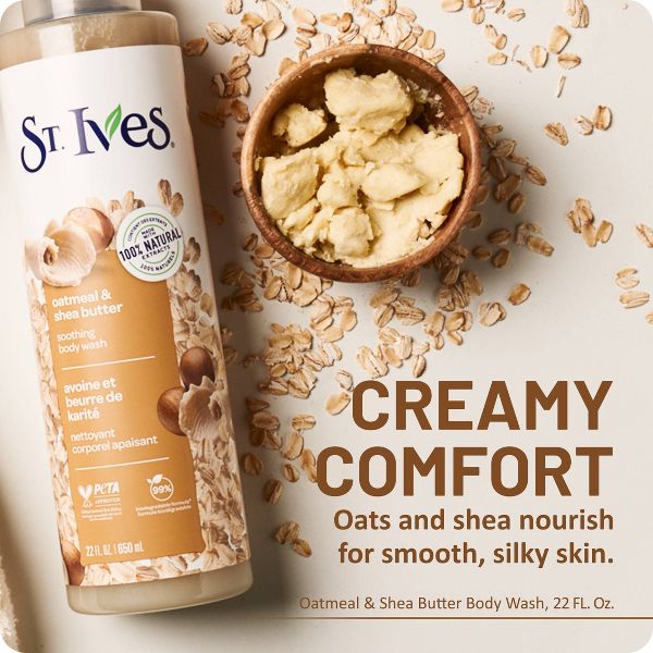 St. Ives Oatmeal & Shea Butter Plant-Based Natural Body Wash Soap - 22 fl oz