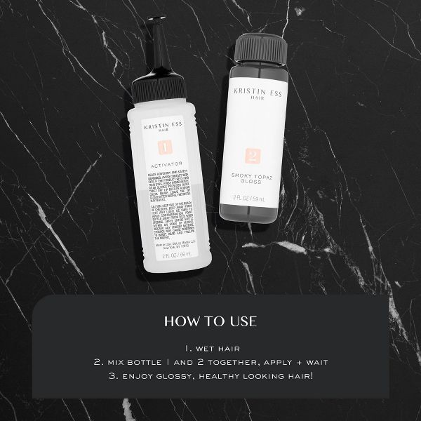 Kristin Ess Hair Gloss in Smoky Topaz for Medium Blonde Hair - Semi Permanent Dye + Toner - 4 fl oz