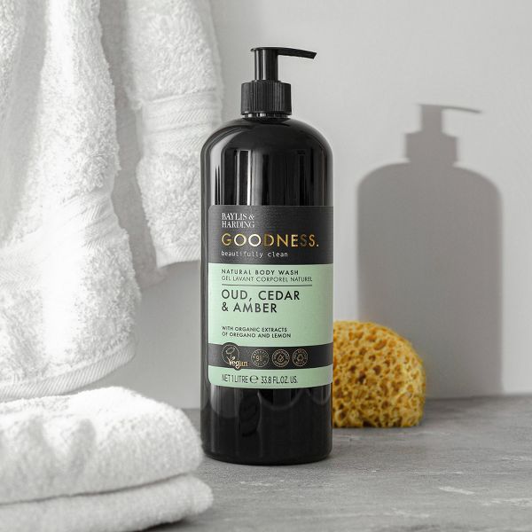 Baylis & Harding Goodness Oud Body Wash with Pump - Cedar and Amber - 33.8 fl oz