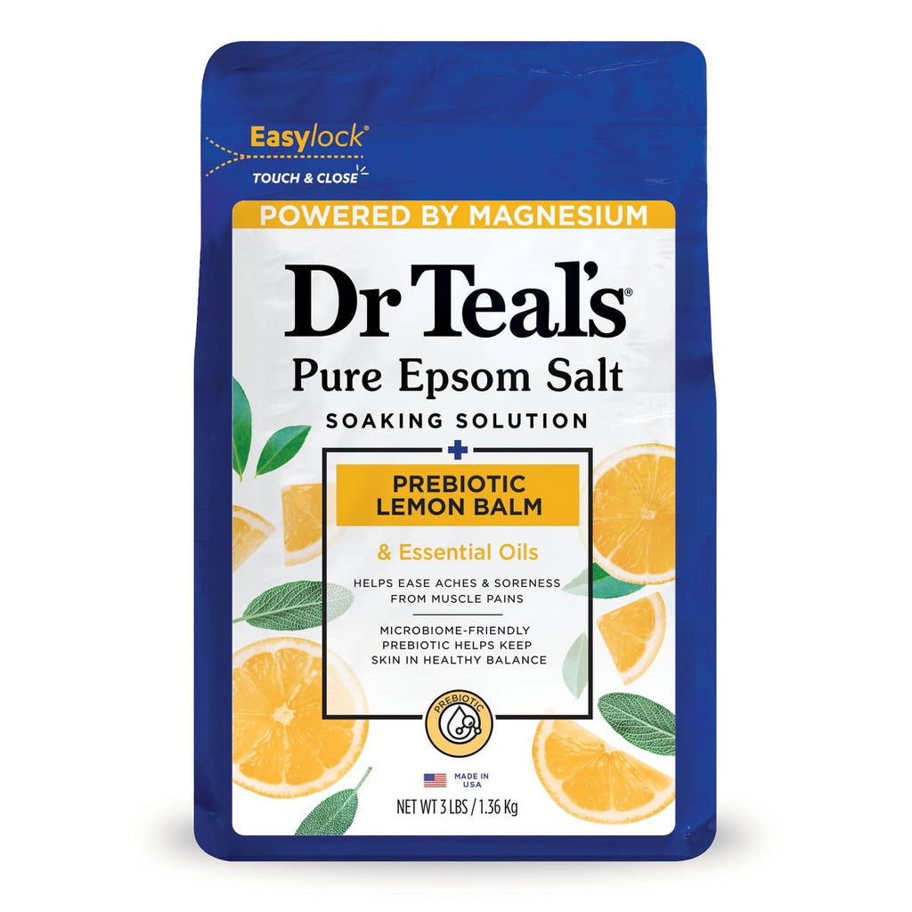 Dr Teal's Prebiotic Lemon Balm & Essential Oils Pure Epsom Salt Soaking Solution - 3lbs