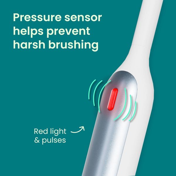 quip Rev Oscillating Rechargeable Electric Toothbrush with Timer Replaceable Brush Head Multiple Modes and Travel Case - White/Blue