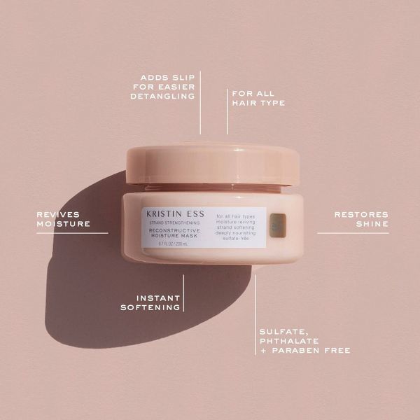 Kristin Ess Hair Reconstructive Moisturizing Repair Mask, Deep Conditioner for Dry Damaged Hair with Shea Butter + Coconut Oil- 6.7 fl oz