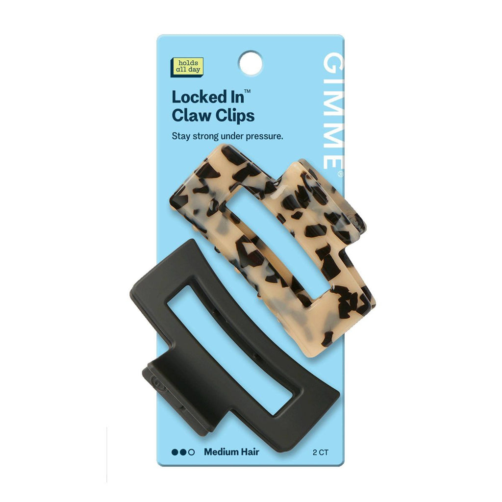 Gimme Beauty Locked In Claw Clips for Medium Hair - Black/Tort - 2ct