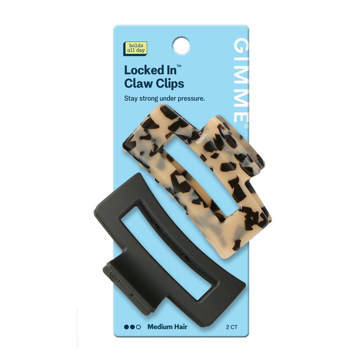 Gimme Beauty Locked In Claw Clips for Medium Hair - Black/Tort - 2ct