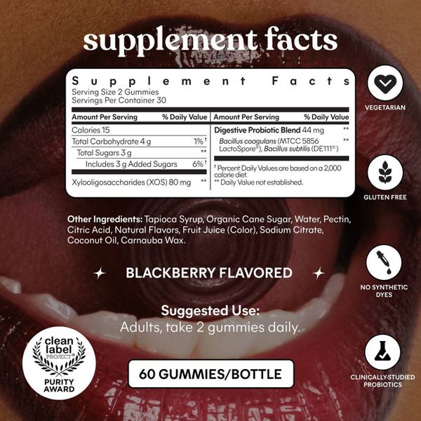 Lemme Debloat Pre + Probiotic Gummies - Bloat Support & Digestion - Blackberry Flavor - 14ct