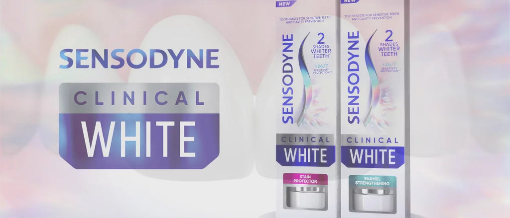 Sensodyne Clinical White Fluoride Enamel Strengthening & Whitening Toothpaste for Sensitive Teeth - 3.4oz