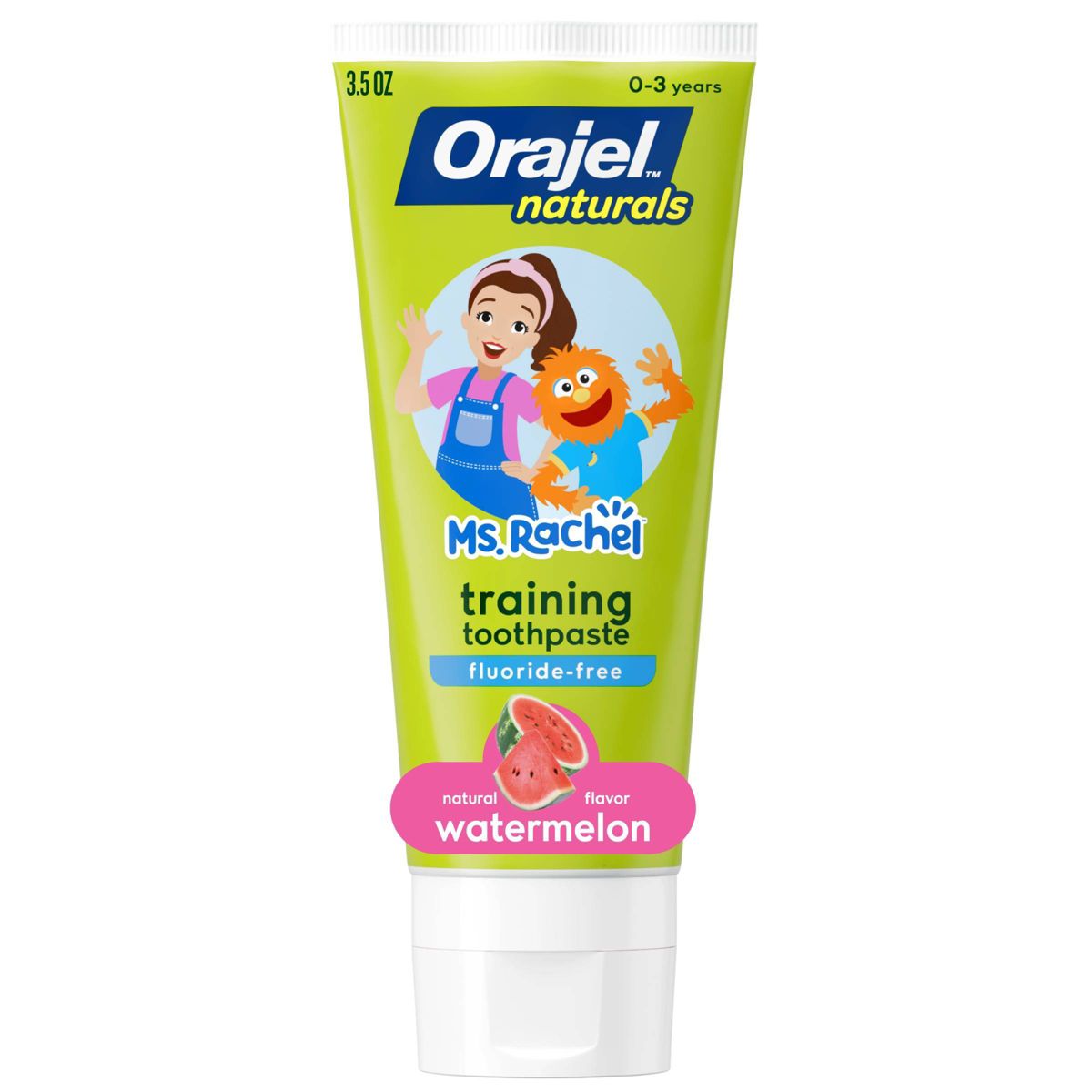 Orajel Naturals Kids' Ms.Rachel Fluoride-Free Training Toothpaste - Natural Watermelon - 3.5oz