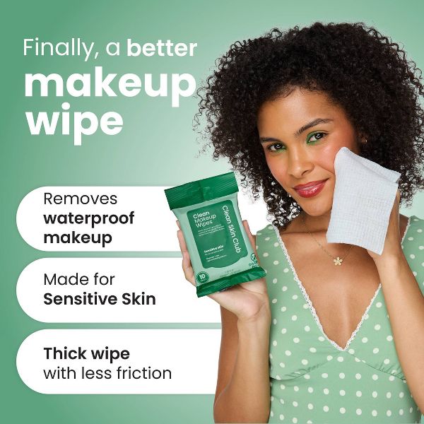 Clean Skin Club Makeup Facial Cleansing Wipes Sensitive Skin - 10ct