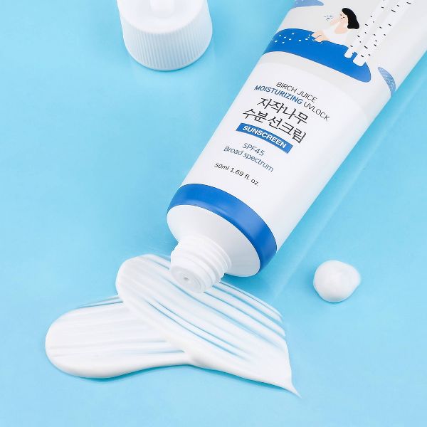 Round Lab Birch Juice Moisturizing UV Lock Korean Sunscreen with No White Cast, Moisturizing, Reef Safe, UVA & UVB Protection - SPF 45 - 50ml