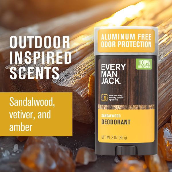 Every Man Jack Sandalwood Men's 16.9 fl oz Body Wash + 2 Pack/3oz Each Deodorants