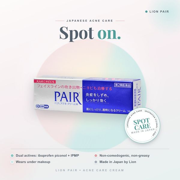 LION Pair Acne Cream W - Targeted Anti-Inflammatory and Anti-Bacterial Facial Treatment for Acne and Breakouts, 24g