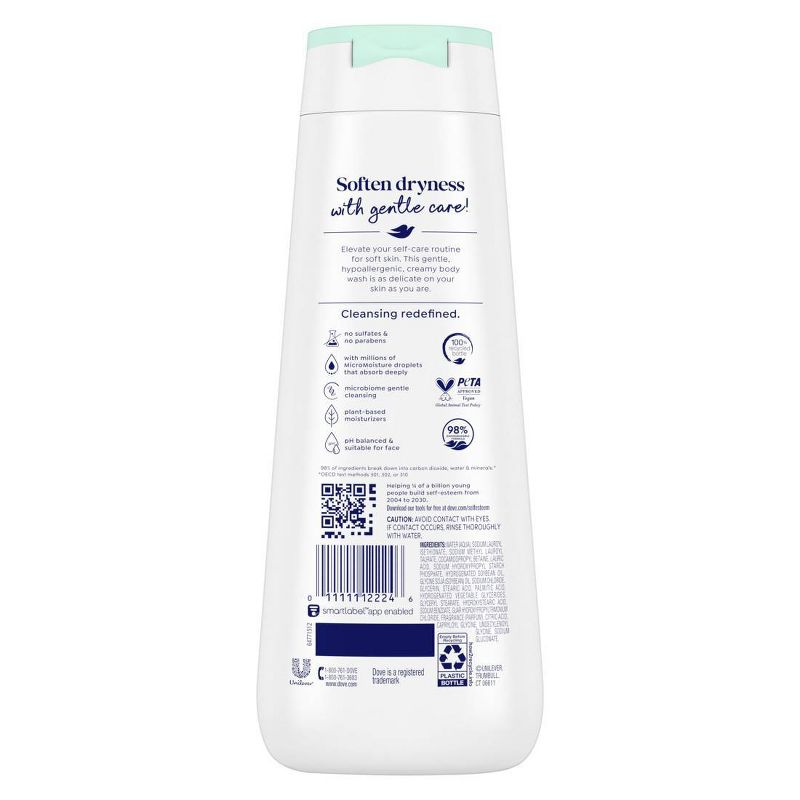 Dove Sensitive Skin Body Wash Gentle Hypoallergenic Formula 24hr Lotion-Soft Skin - 20 fl oz