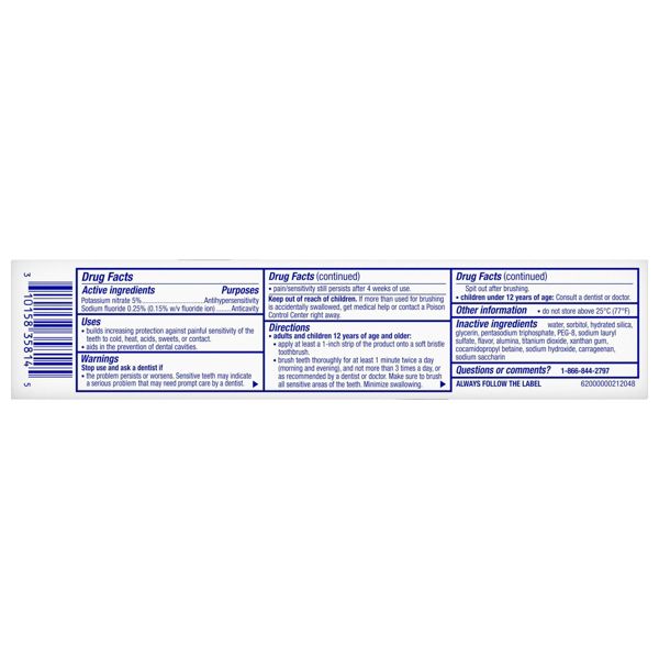 Sensodyne Clinical White Fluoride Stain Protector & Whitening Toothpaste for Sensitive Teeth - 3.4oz