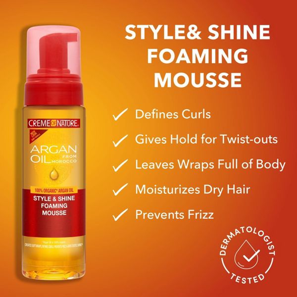 Creme of Nature Argan Oil Style and Shine Foaming Mousse - 7.0 fl oz
