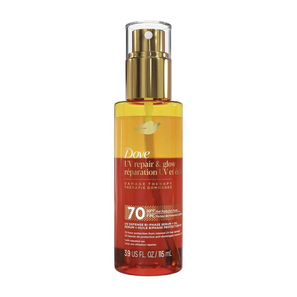 Dove Beauty UV Repair & Glow Gloss Defense Bi-Phase Serum + Oil - Damage Therapy - 3.9 fl oz