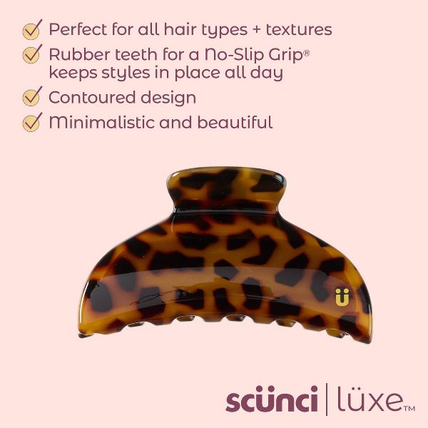 scünci | lüxe No Slip Grip Classic Claw Clip - Leopard Tort
