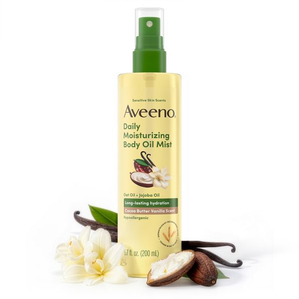 Aveeno Daily Moisturizing Body Oil Mist with Oat and Jojoba Oil - Hypoallergenic - Cocoa Butter Vanilla Scent - 6.7 fl oz