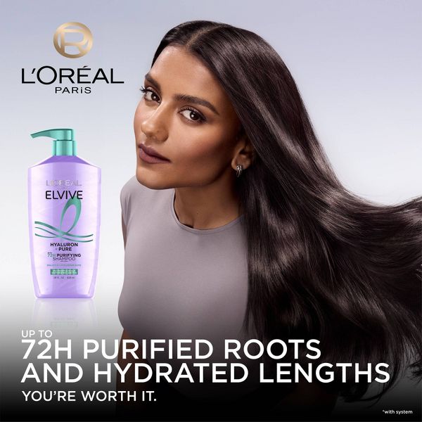 L'Oreal Paris Elvive Hyaluron Pure Purifying Shampoo for Oily Hair - 28 fl oz