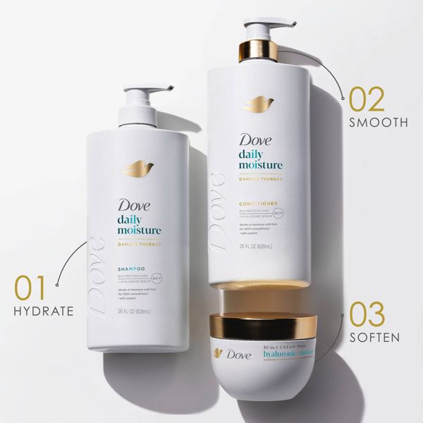 Dove Beauty Daily Moisture Hair Shampoo Pump with Hyaluronic Serum & Bio-Protein Care - 28 fl oz