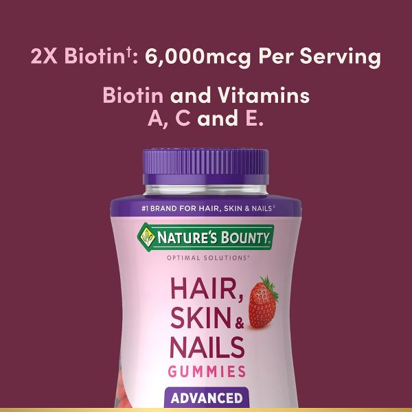 Nature's Bounty Optimal Solutions Advanced Hair, Skin & Nails Gummies with Biotin - 80ct