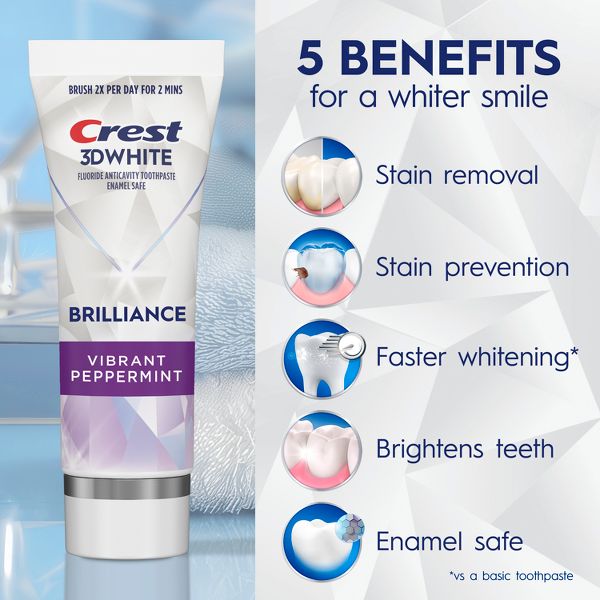 Crest 3D White Brilliance Vibrant Toothpaste - Peppermint - 4.6oz