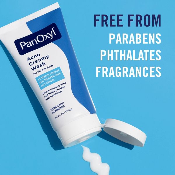 PanOxyl 4% Benzoyl Peroxide Acne Creamy Wash for Face & Body - Unscented - 6oz