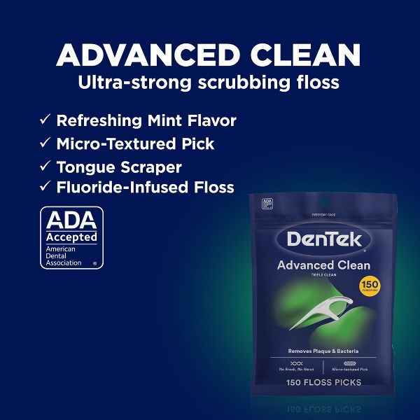 DenTek Advanced Clean Floss Picks for Tight Teeth - Mouthwash Mint - 150ct