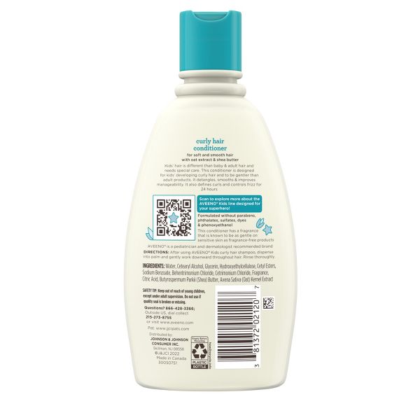 Aveeno Kids' Curly Hair Hydrating Conditioner, Curly Hair Products with Shea Butter, Gentle Scent - 12 fl oz
