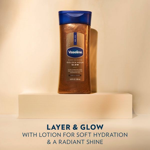 Vaseline Glazed & Glisten Vanilla Cocoa Shimmering Gel Body Oil - Golden Hour Glow - 6.8 fl oz
