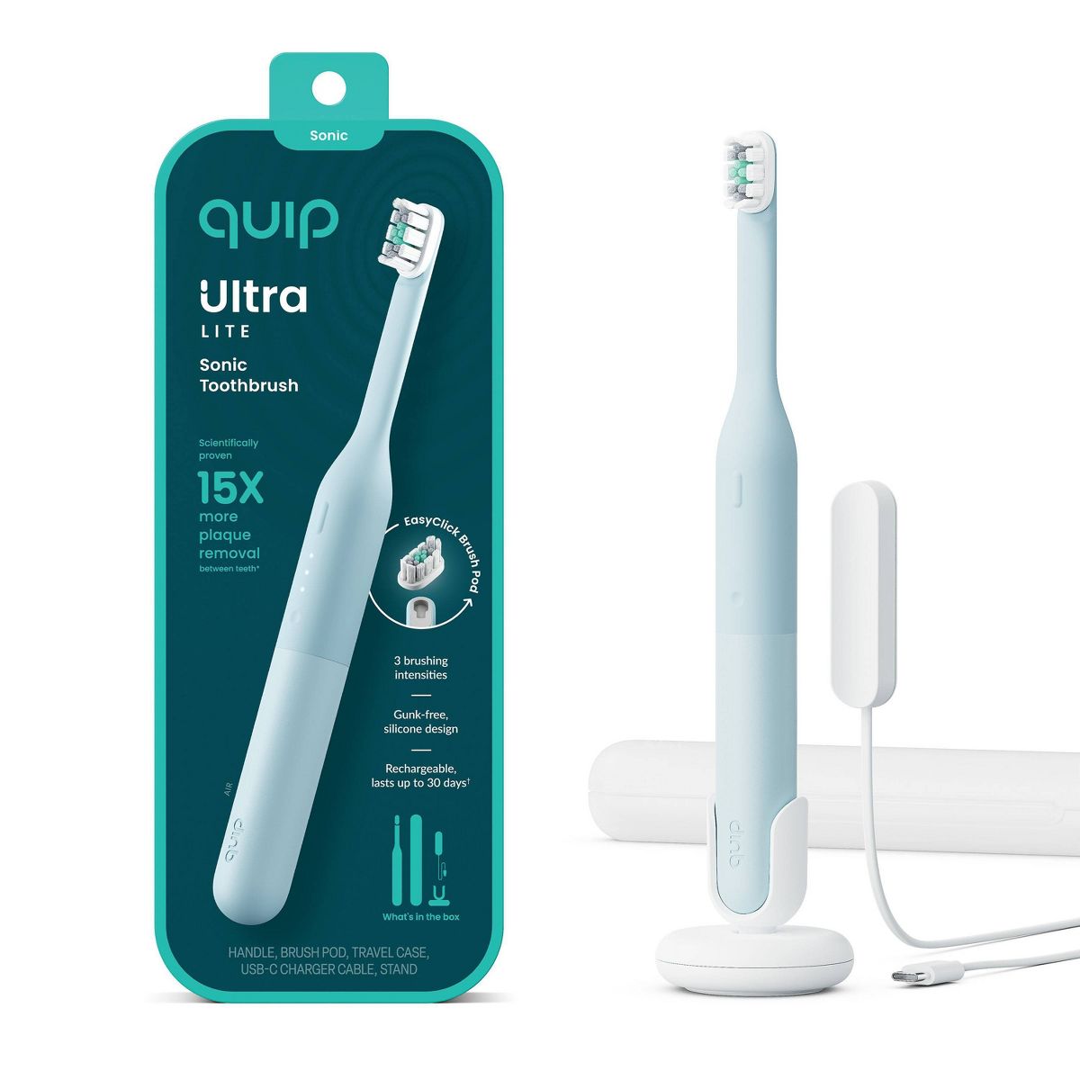 quip Ultra Lite Sonic Rechargeable Toothbrush with Brush Head - Air