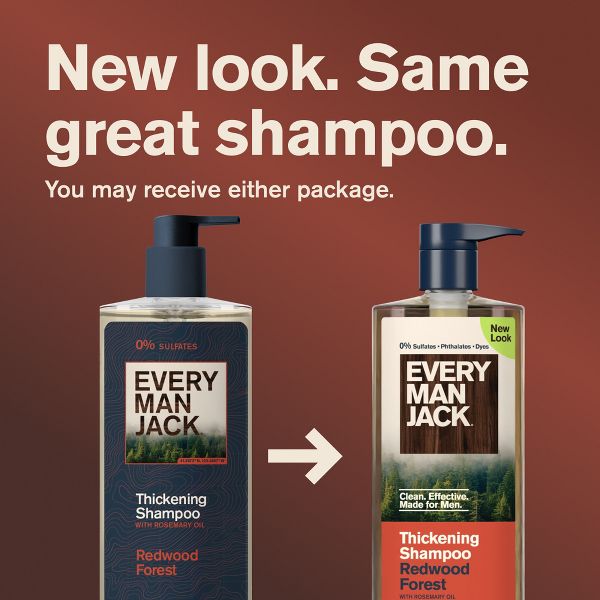 Every Man Jack Naturally Derived Men's Premium Thickening Shampoo with Rosemary Oil - Redwood Forest - 12 fl oz