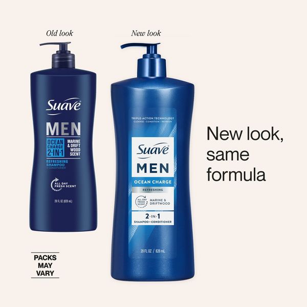 Suave Men 2-in-1 Pump Shampoo & Conditioner - Ocean Charge - 28 fl oz