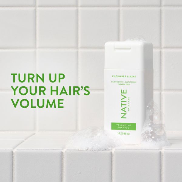 Native Travel Size Vegan Cucumber & Mint Volume Shampoo, Clean, Sulfate, Paraben and Silicone Free - 3 fl oz