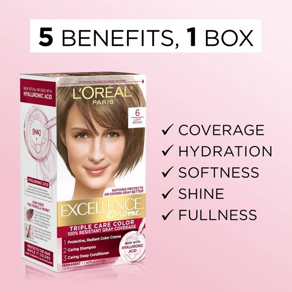 L'Oreal Paris Excellence Triple Protection Permanent Hair Color - 6.3 fl oz - 4AR Dark Chocolate Brown - Aluminum & Paraben Free