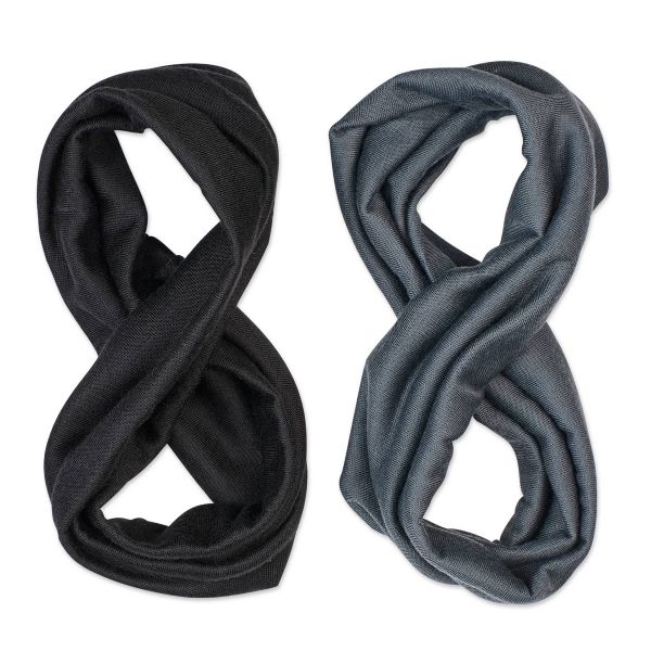 scünci No Damage Total Comfort Extra Wide Headwraps - Gray/Black - All Hair - 2pcs