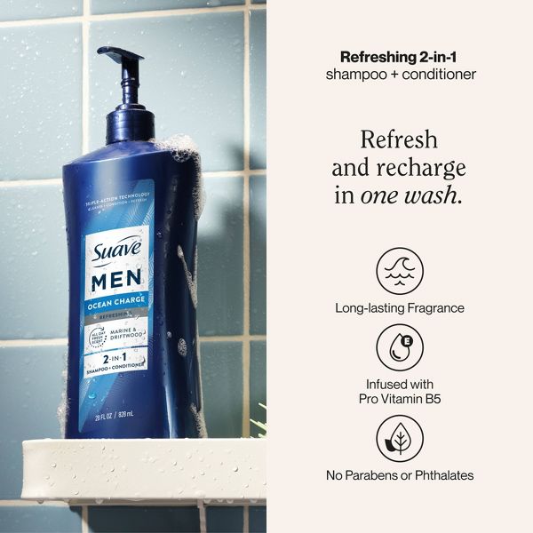 Suave Men 2-in-1 Shampoo + Conditioner Ocean Charge - 28 fl oz