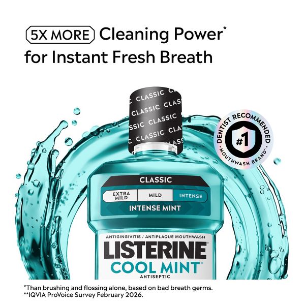Listerine Antiseptic Intense Mouthwash for Bad Breath - Cool Mint - 250ml