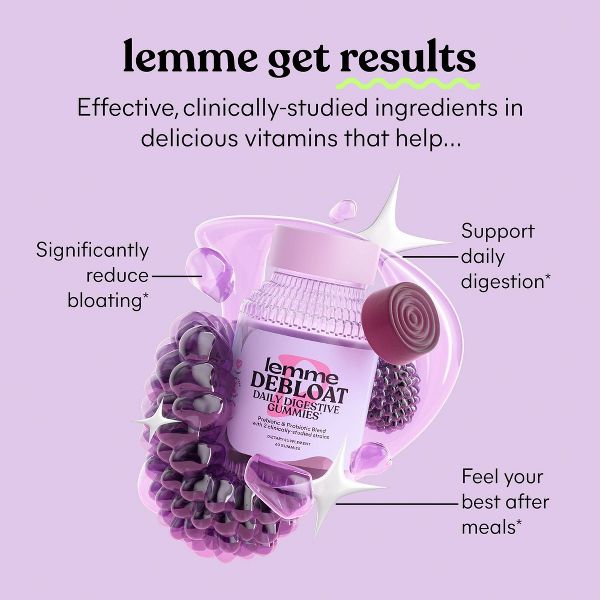Lemme Debloat Pre + Probiotic Gummies - Bloat Support & Digestion - Blackberry Flavor - 14ct