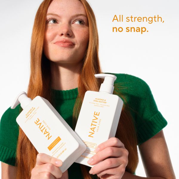 Native Vegan Strengthening Shampoo with Almond & Shea Butter, Clean, Sulfate, Paraben and Silicone Free - 16.5 fl oz