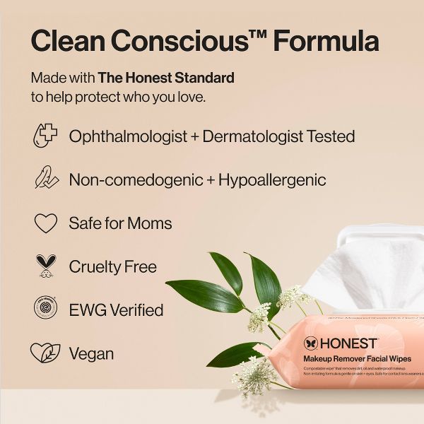Honest Beauty Unscented Makeup Remover Wipes - 30ct