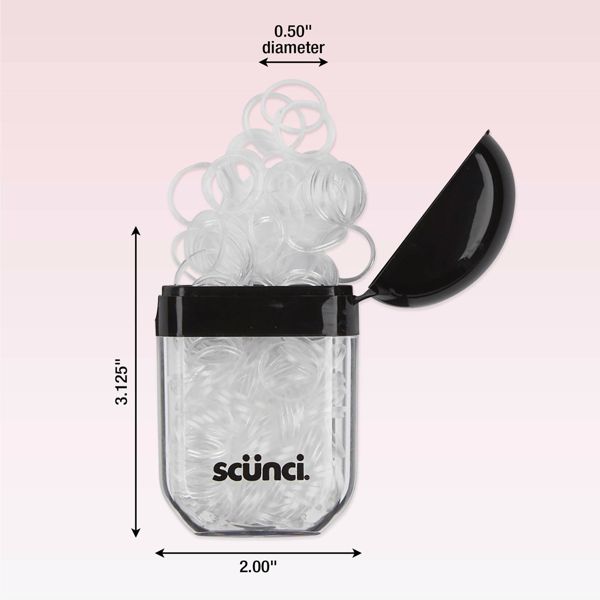 scünci Clear Polybands in Portable Clear Container - All Hair - 200pcs