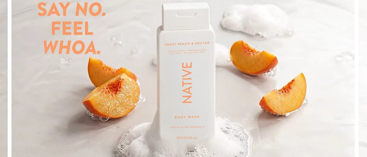 Native Body Wash for Women & Men - Sweet Peach & Nectar - Sulfate Free - 18 fl oz
