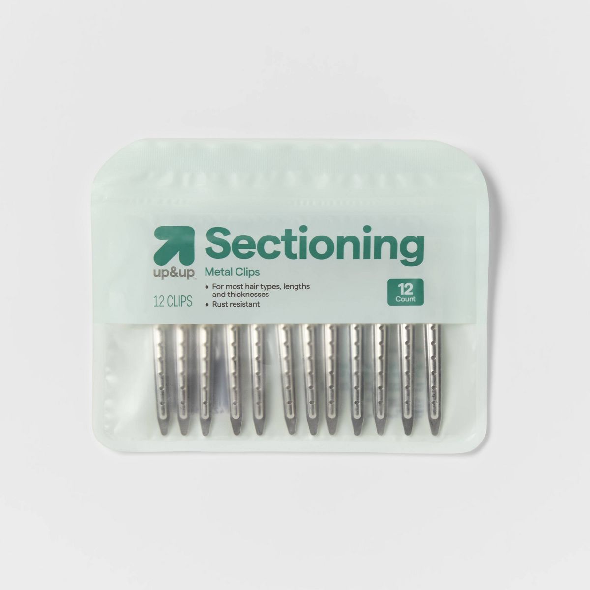 Hair Sectioning Metal Hair Clips - 12pk - Silver - up&up™