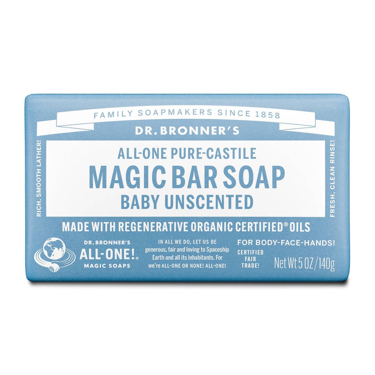 Dr. Bronner's All-One Pure-Castile Magic Bar Soap - Unscented - 5oz