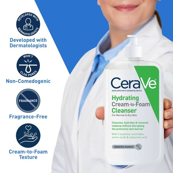 CeraVe Hydrating Cream-to-Foam Face Wash - 3 fl oz